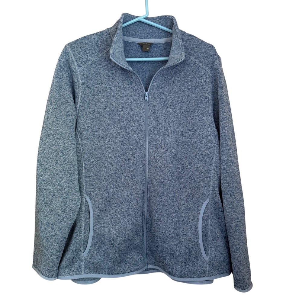 Eddie Bauer Zip Jacket Sz 2XL Knit Mock Neck Athleisure Outdoors Gorpcore Hiking